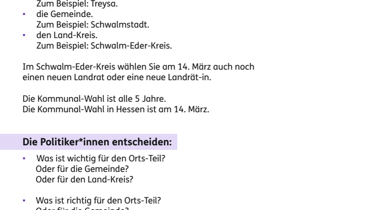 Leichte Sprache: Informationen zur Kommunal-Wahl