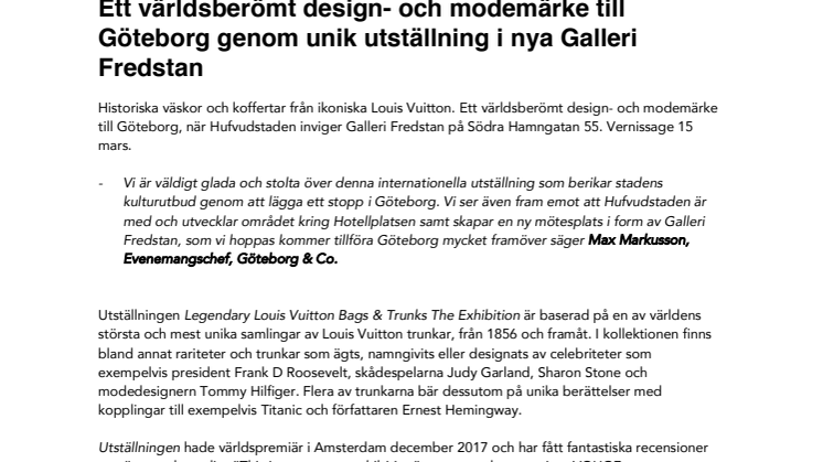 Ett världsberömt design- och modemärke till  Göteborg genom unik utställning i nya Galleri Fredstan