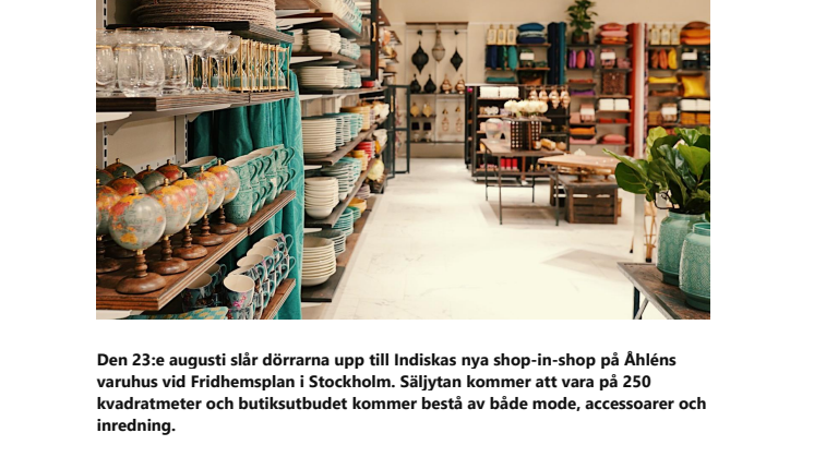 Indiska öppnar shop-in-shop på Åhléns