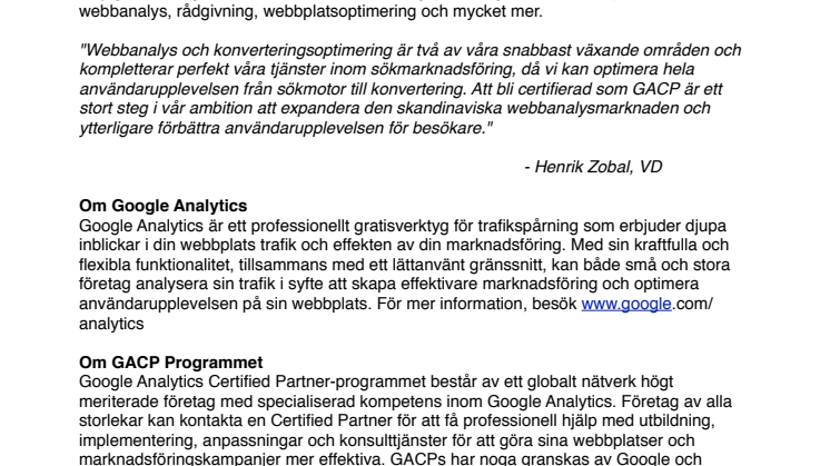MediaAnalys godkända för Google Analytics Certified Partner-programmet