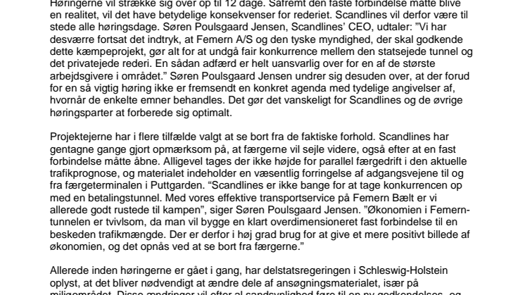 Første høringer om den faste forbindelse under Femern Bælt