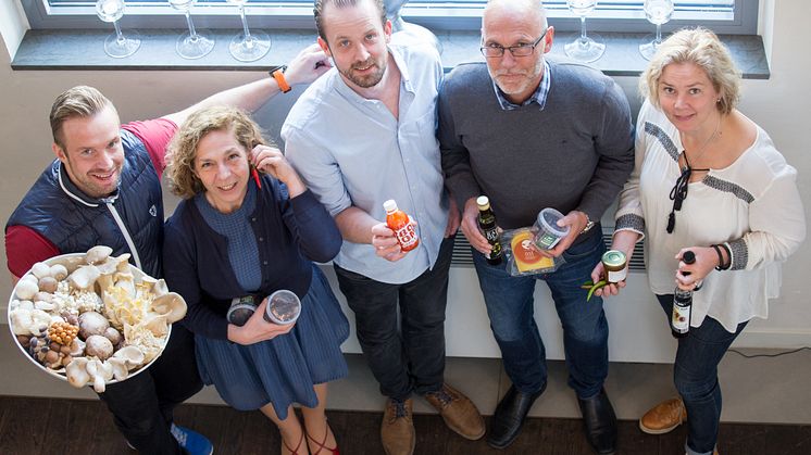 Nyskaparjuryn, från vänster: Jonas Lundgren, Hanna Halpern, Alexander Sjögren, Thomas Palmqvist och Malin Söderström (saknas på bild: Susanne Liljenberg och Paul Svensson)