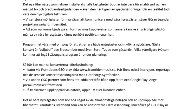 Premiär för direktsänd konsert till våra hyresgäster