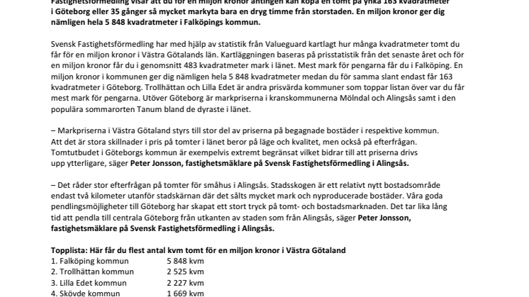 Unik kartläggning visar: Här får du mest mark i Västra Götaland  – kommun för kommun 