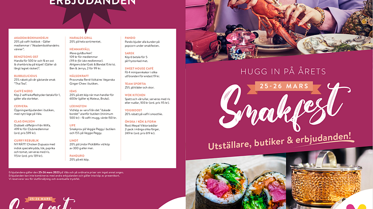 Väla bjuder in till Smakfest den 25-26 mars