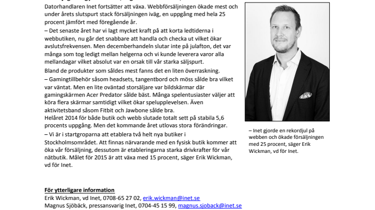 Rekordökning för Inets webbhandel