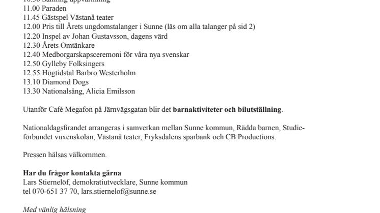 Nationaldagsfirande i Sunne för allas lika värde