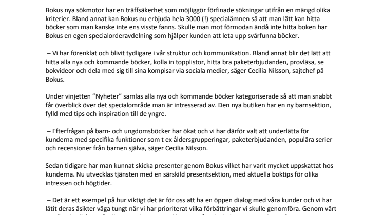 Bokus lanserar ny smartare webbokhandel 