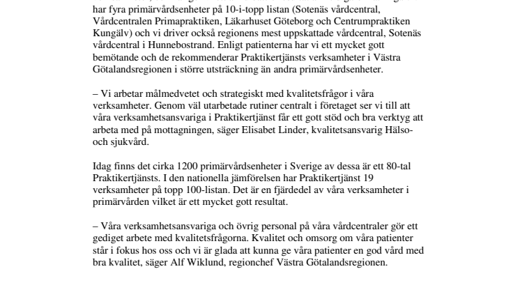 Sotenäs vårdcentral mest uppskattad i regionen
