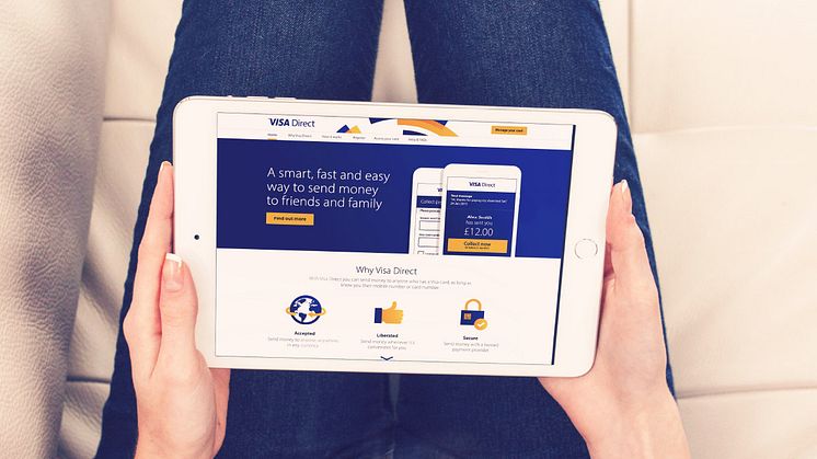 La piattaforma Visa Direct consente un rapido transfer di fondi  in modo sicuro  e in tempo reale verso il titolare di un prodotto Visa destinatario del pagamento
