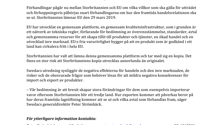 Swedacs utredning: Stora förändringar vid brexit