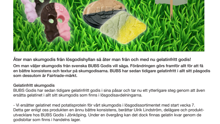 Gelatinfritt skumgodis från BUBS!
