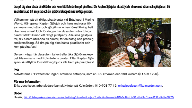 Evenemangstips: Piratfest på Kolmården