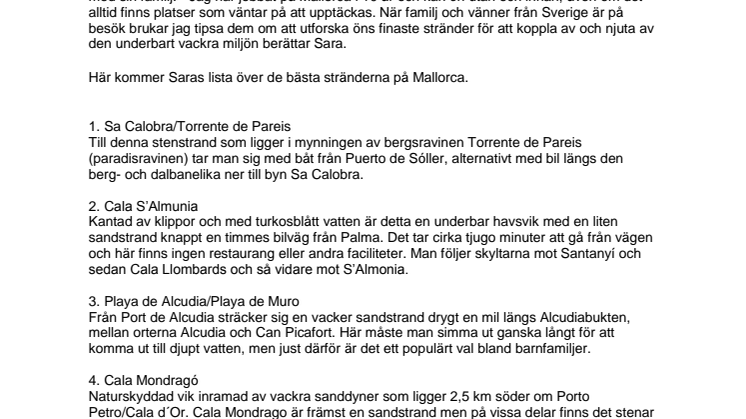 Mallorcas fem bästa stränder