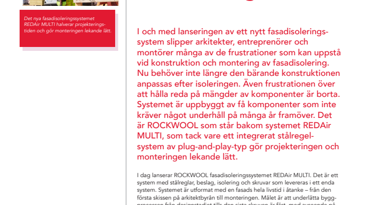 Nytt fasadsystem ger minskad projekteringstid och reducerar risken för monteringsfel 