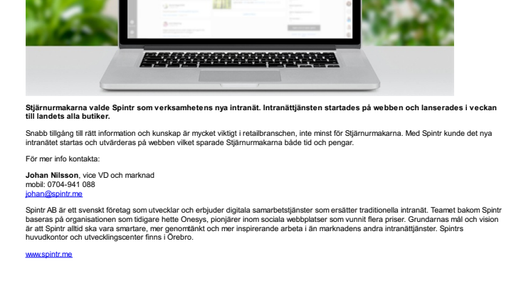 Stjärnurmakarna väljer toppmodernt intranät i molnet