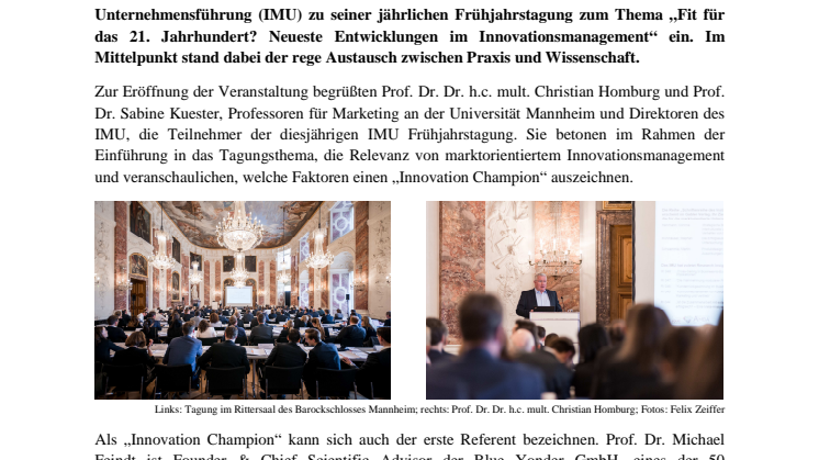 Frühjahrstagung 2017: "Fit für das 21. Jahrhundert? Neueste Entwicklungen im Innovationsmanagement"