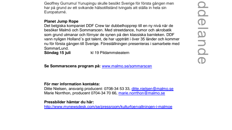 Inställd konsert med Gurrumul på Pildammsteatern ersätts av Planet Jump Rope