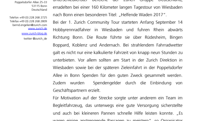 „Helfende Waden“ bei Zurich zeigen soziales Engagement