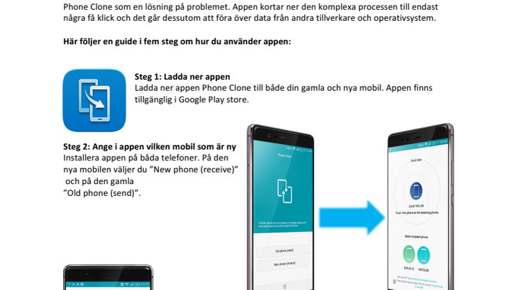 Femstegsguide från Huawei:    Så överför du data till din nya telefon