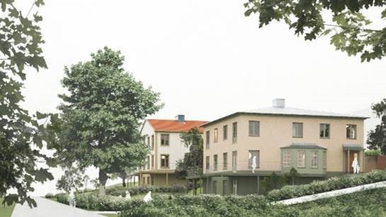 Brf Lyckoterrassen, vy från Trädgårdsvägen