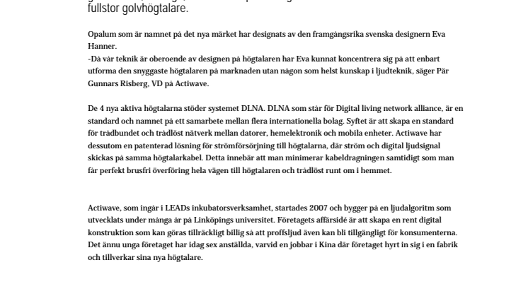 Världspremiär för revolutionerande högtalare