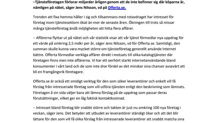 Tjänsteföretag missar affärer för miljarder på nätet