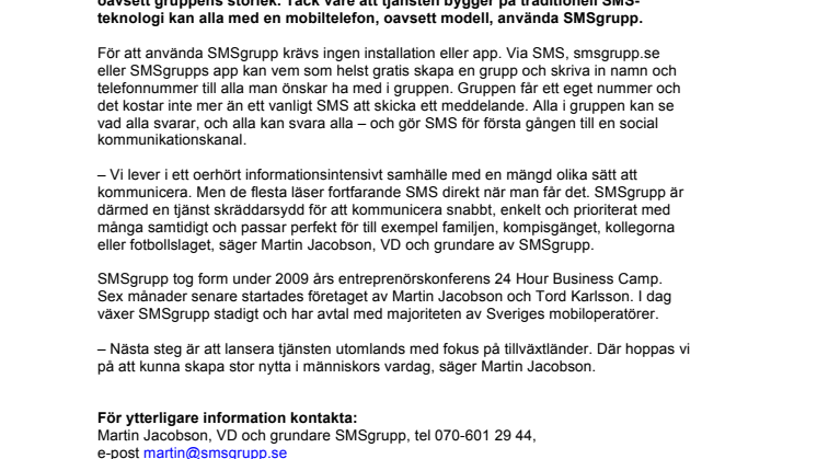 Ny tjänst gör SMS till social kommunikation – Kommunicera gratis och enkelt i grupp med ett enda SMS