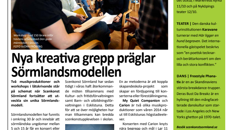 Sceningång Oktober - Månadsbrev från Scenkonst Sörmland