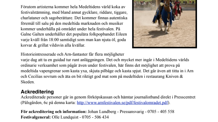 Ackreditering till Arnfestivalen