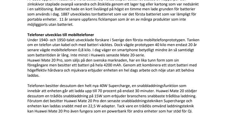 Från Voltas stapel till Huawei Mate 20 Pro: Så har batteriet utvecklats