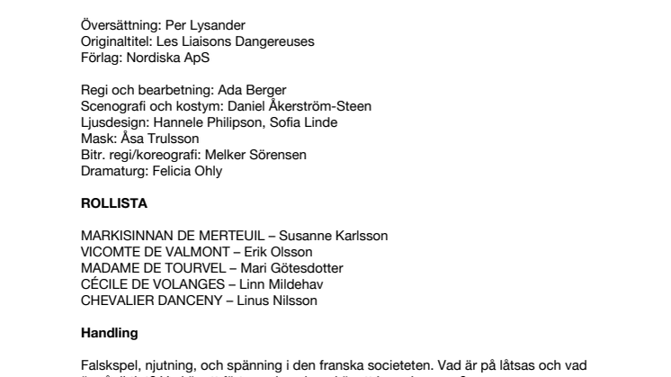 Farliga Förbindelser – en lek där nästan allt är tillåtet!