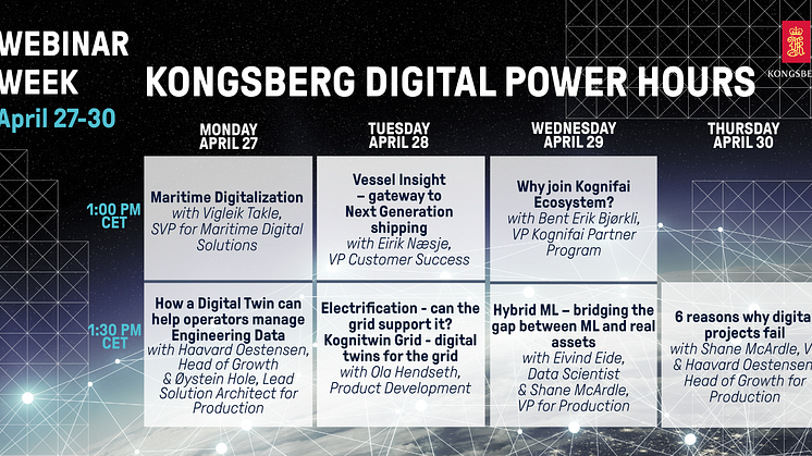 Experts from Kongsberg Digital will host a series of Power Hours for digital maritime technologies