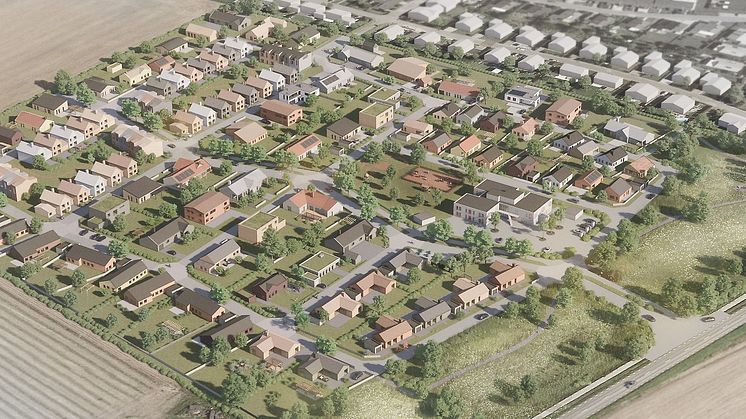 Almelund - en ny, lummig stadsdel i utkanten av Kävlinge. Illustrationsbild: Fojab