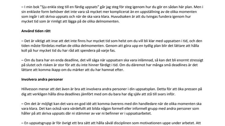 Skriva uppsats – en fråga om planering