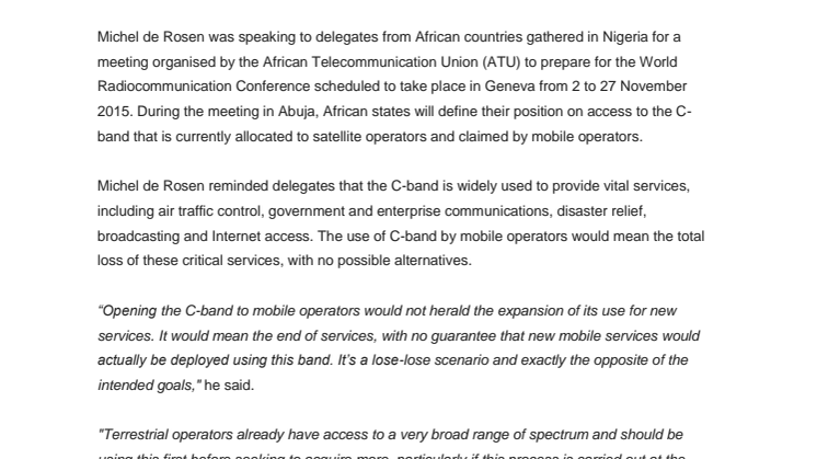 Satellite operators stress importance of C-band for vital satellite services in Africa