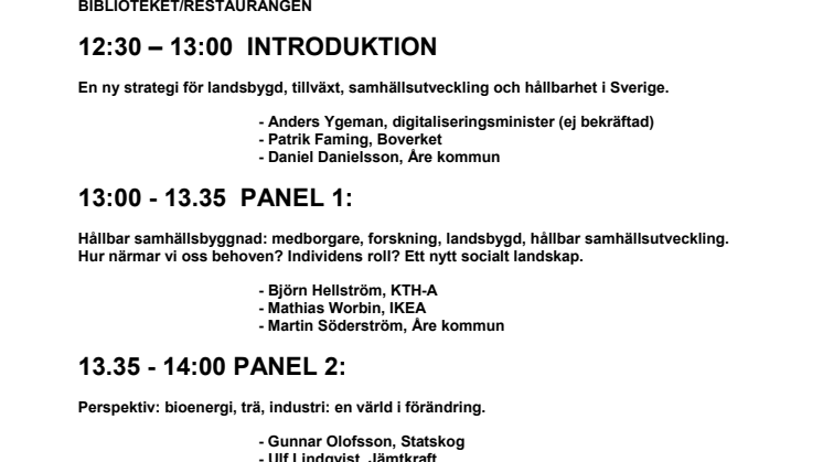 Program Åre Wood Innovations Summit
