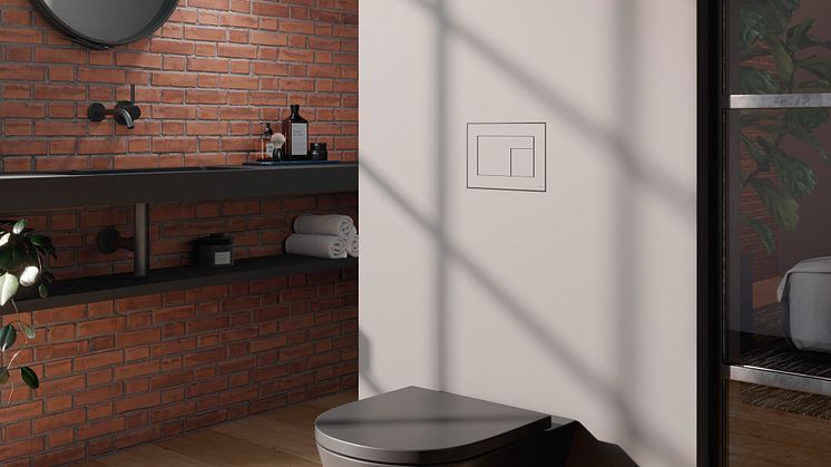 TECEvelvet är en spolknapp som alltid ser fräsch ut tack vare att det inte fastnar några fingeravtryck på ytan