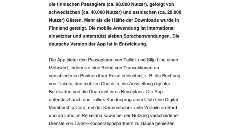 Tallink Silja Individualkunden buchen im Q1 2019 erstmals mehr mobile Tickets als über Call Center 