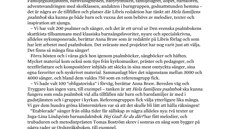 Hela familjens psalmbok - En egen sångsamling för alla barn och deras familjer