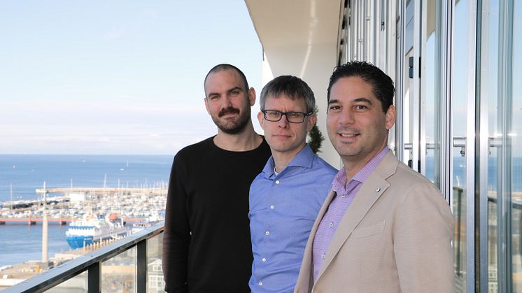Gustav Ekberg, grundare av Mynews, Andreas Krohn, produktchef Mynews, Lukas Fryklund, vd Assistansbolaget/Preventic Group.
