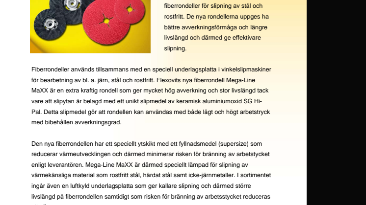 Nya fiberrondeller ger effektivare slipning