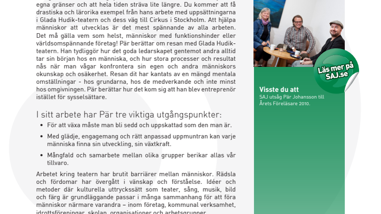 Pär Johansson - Teaterledare, regissör & föreläsare