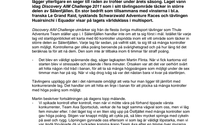 Thule Adventure Team tog hem segern i årets upplaga av multisport-utmaningen Discovery AIM Challenge