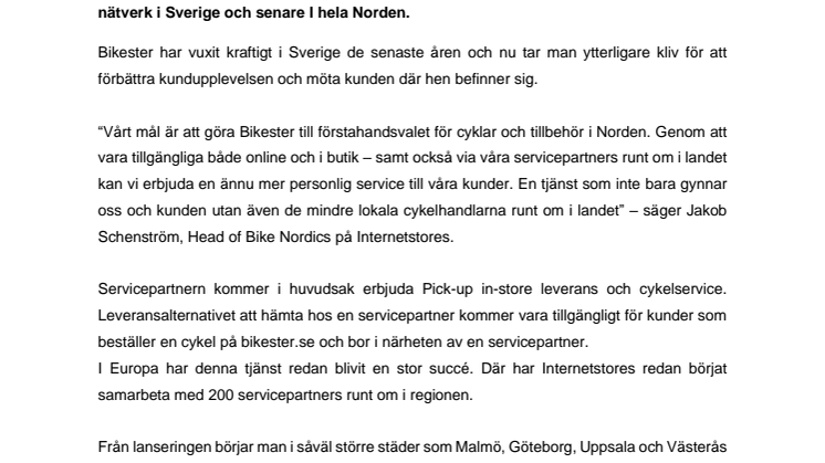 Bikester lanserar nytt servicepartnernätverk