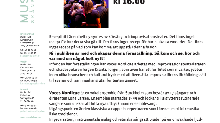 RECEPTFRITT med kören VOCES NORDICAE