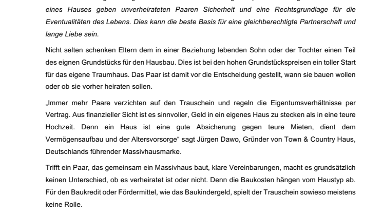 Hausbau ohne Trauschein – Sicherheit durch klare Absprachen