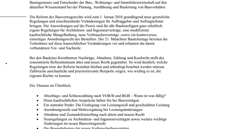 21. Münchner Bauleitertage 
