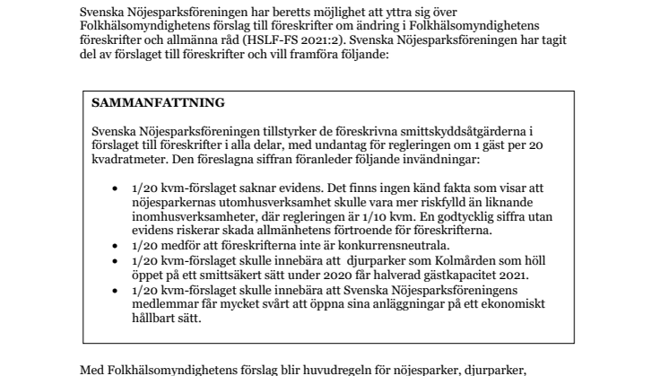 Remissyttrande HSLF-FS 2021:2
