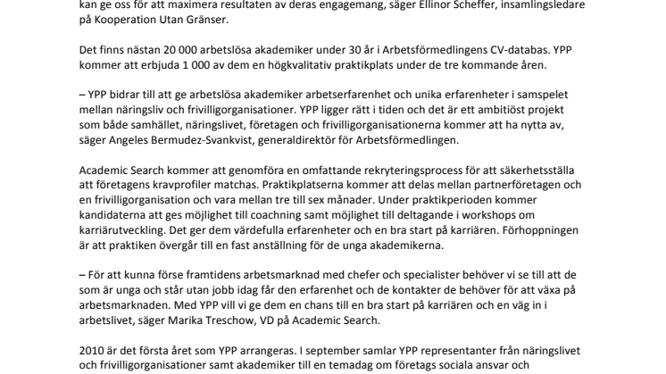 1 000 nya praktikplatser till unga arbetslösa akademiker